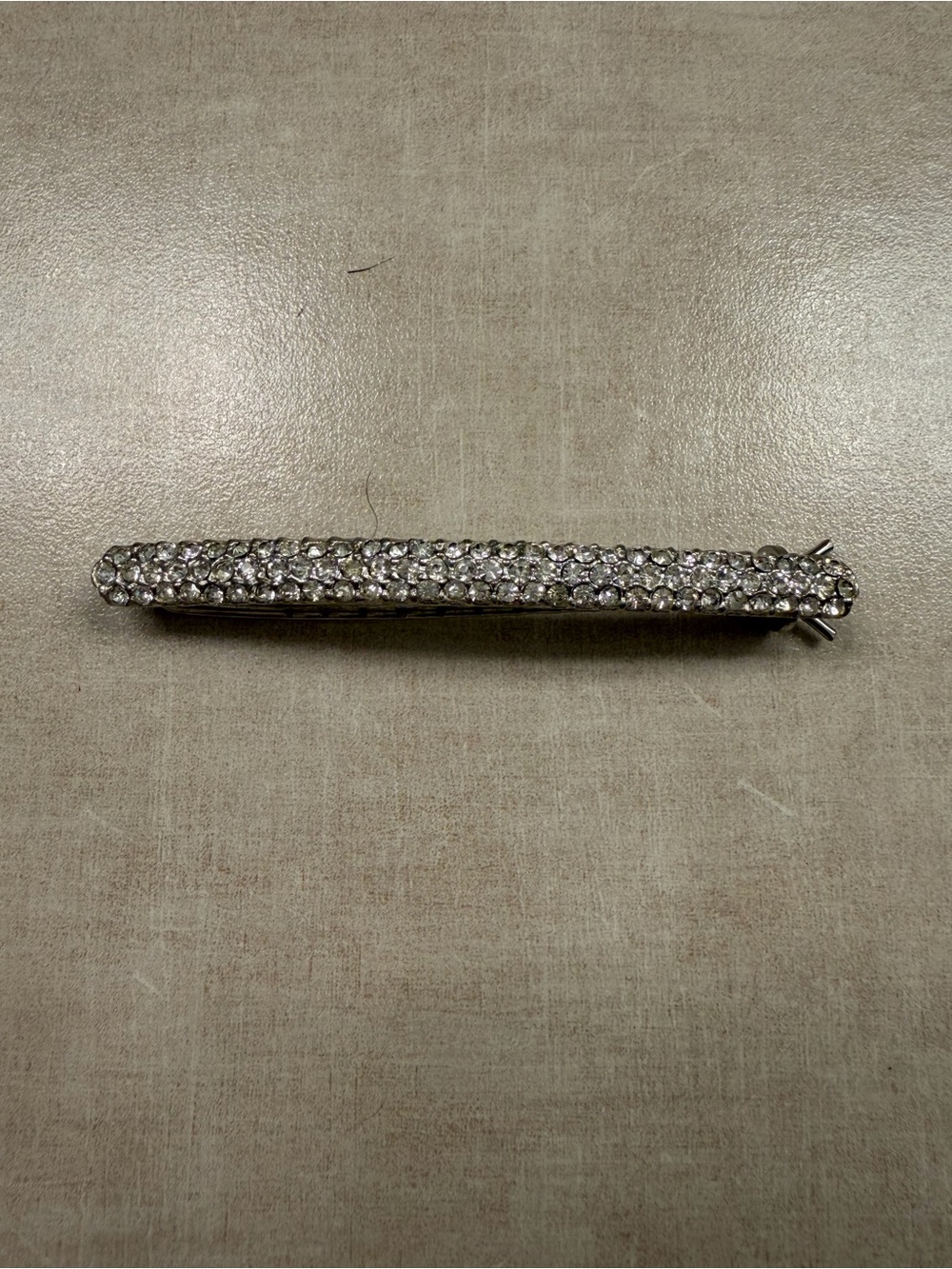 Vintage rhinestone Crystal Barrette Hair Clip - Silver Tone